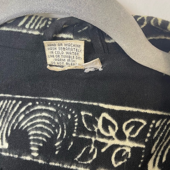 Vintage Boho Mudcloth Robe Poncho Kimono Safari Zebra Black Heavyweight Cotton L - Picture 5 of 8